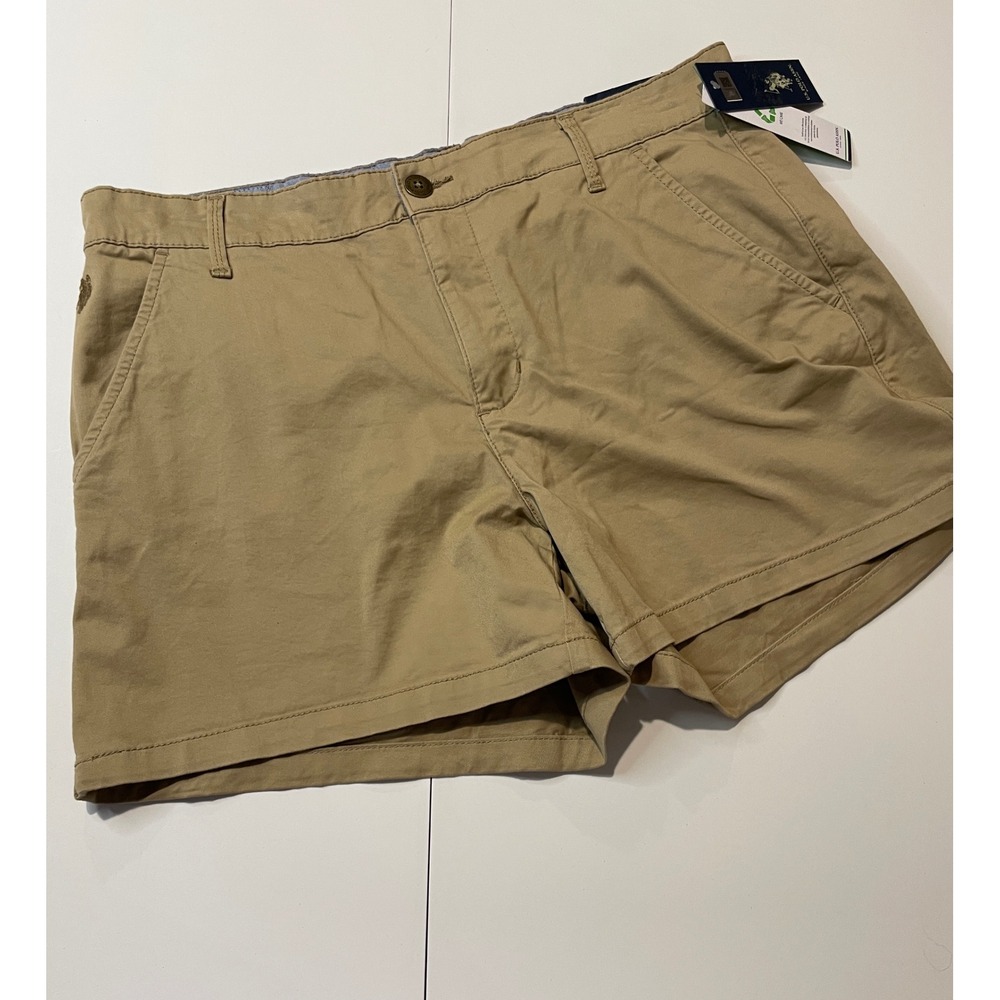 US Polo Assn Womens Chino Shorts Kensington Khaki Twill Size 15 NWT